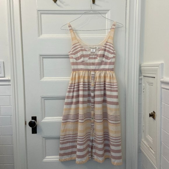 Mara Hoffman Sand Stripe Button Up Midi Dress - Picture 5 of 9